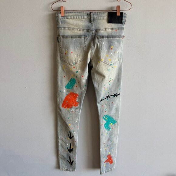 CPTL Denim Womens Cash Ripped Colorful Splatter Jeans Light Blue Size 28 - Picture 12 of 13